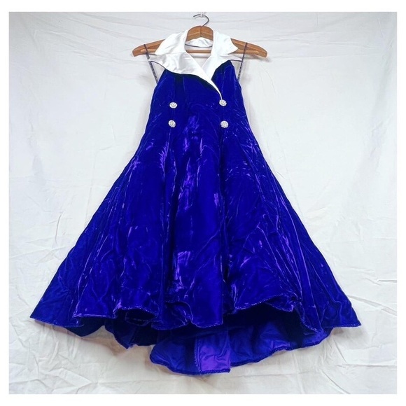 Vintage 90s Purple Velvet Sparkly Fit and Flare Cocktail Party Dress - Picture 4 of 9